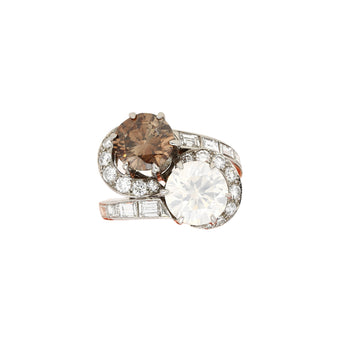 GIA Certified 4.75 Carat TW Fancy Brown and White Diamond Toi Et Moi Bypass Ring in Platinum – Assay Jewelers