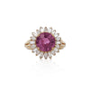 GIA Certified 4.8 Carat Oval Pink Sapphire & Diamond 18K Gold Starburst Ring