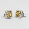 GIA Certified 5.12 Carat Fancy Brownish Greenish Yellow Diamond Stud Earrings