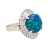 GIA Certified 5.38 Carat Black Opal and Diamond Ballerina Vintage Platinum Ring