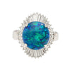 GIA Certified 5.38 Carat Black Opal and Diamond Ballerina Vintage Platinum Ring