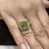 GIA Certified 6.07 Carat Radiant Cut Fancy Brownish Greenish Yellow Diamond Ring