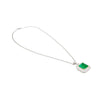 GIA Certified 6.33 Carat Minor Oil Colombian Emerald Necklace in 18K White Gold