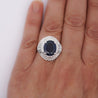 GIA Certified 6.75 Carat Oval Blue Sapphire and Diamond Ballerina Ring