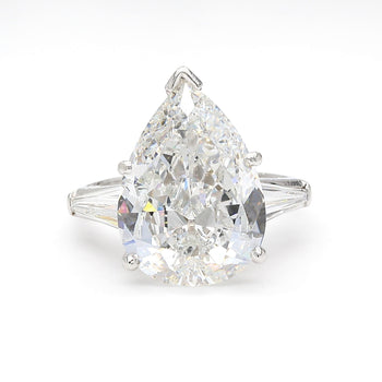 GIA Certified 7.03 Carat Pear Cut F/SI2 Diamond Platinum 3 Stone Ring – Assay Jewelers