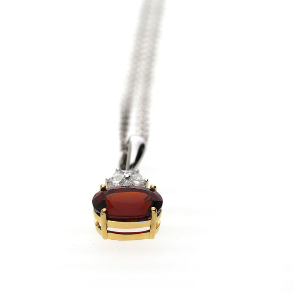 GIA Certified 8.53 Carat Spessartine Garnet & Triangle Diamond Pendant Necklace