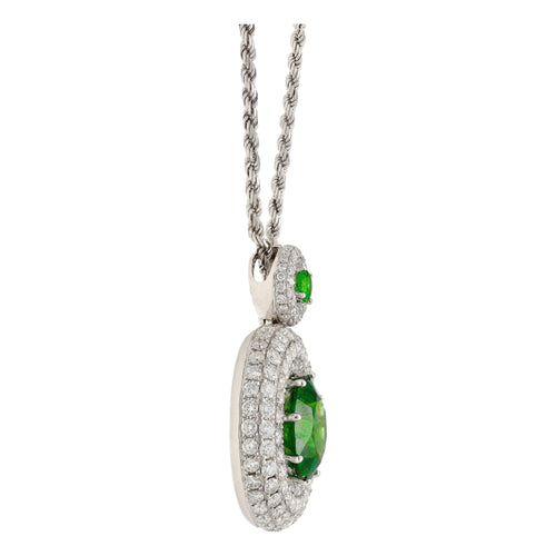 GIA Certified 8.58 Carat Demantoid Pendant Necklace in 18K White Gold