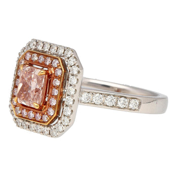 GIA Certified Fancy Orangy Pink Diamond Double Halo 18K Gold Ring – Assay Jewelers