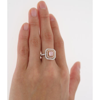 GIA Certified Fancy Orangy Pink Diamond Double Halo 18K Gold Ring – Assay Jewelers