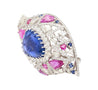 GIA Certified High Jewelry Sapphire and Diamond Eye Motif Pendant-Brooch