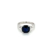 GIA Certified No Heat Blue Sapphire & Trillion Cut Diamond 3-Stone Engagement Ring