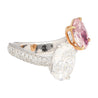 GIA Certified Oval Cut Fancy Orangy Pink & White Diamond Toi Et Moi 18K Ring