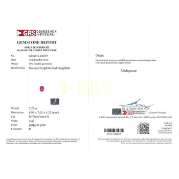 GRS Certified 2.33ct Pink Sapphir Diamond Ring 18KWhite Gold – Assay Jewelers