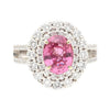 Bague en or blanc 18K avec saphir rose 2,33 ct certifié GRS et diamants