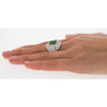 GRS Certified 2.53 Carat Vivid Green Colombian Minor Oil Emerald & Diamond Bypass Ring