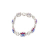 GRS Certified 41.17 CTTW Sri Lanka No Heat Blue Sapphire Bracelet with Diamond & Ruby in 18K White Gold