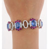 GRS Certified 41.17 CTTW Sri Lanka No Heat Blue Sapphire Bracelet with Diamond & Ruby in 18K White Gold