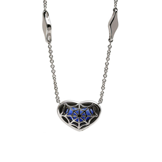 GRS Certified 4.13 Carat Heart Sapphire Diamond 18K White Gold Pendant Necklace
