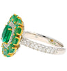 GRS Certified 4.93 Carat Emerald & Diamond 18K Gold Floral Cluster Cocktail Ring