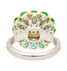 GRS Certified 4.93 Carat Emerald & Diamond 18K Gold Floral Cluster Cocktail Ring