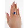 GRS Certified 6.35 Carat Oval Cut Royal Blue Sapphire with Diamonds in Platinum Ring