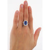 GRS Certified 7.25 Carat No Heat Oval Cut Blue Sapphire Ring With Pink Diamond Sides