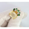 GRS Certified No Heat 12.61 Carat Oval Yellow Sapphire & Emerald Floral Ring