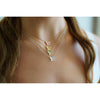 Gold Gemstone Butterfly Cluster Floating Pendant Necklace 18