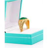 Grade A Jadeite Jade in 22K Carved Gold Solitaire Bezel Set Unisex Ring