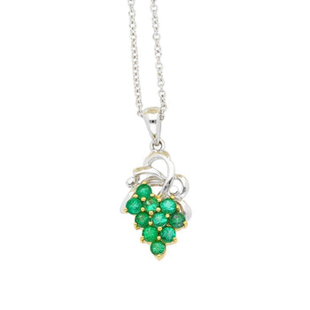 Grapevine Motif Emerald and Diamond Pendant Necklace in 18K Gold – Assay Jewelers