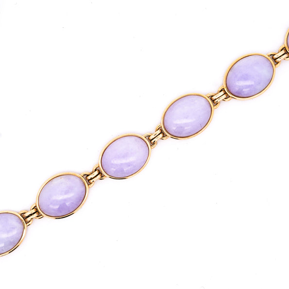 Gump's San Francisco Lavender Jade Link Bracelet and Earring Set