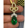 Henry Dunay Zambian Minor Oil Drop Cabochon Cut Emerald 18K Fancy Link Necklace