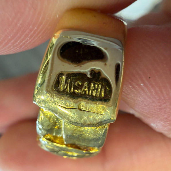 IGI 4.22 Carat Lab Cushion Diamond Misani 18K Gold Bark Texture Ring