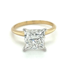 IGI Certified 3.3 Carat Princess Cut Lab Grown Diamond CVD Engagement Ring in 14K Gold 2-tone Solitaire Setting