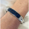 Invisible Set 19 Carat Square Cut Blue Sapphire and Diamond Bangle in 14K White Gold