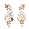Marquise Coral, Pearl, And Diamond Floral Drop Earrings in 18k White Gold