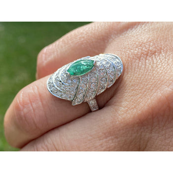Marquise Cut Emerald and Diamond Dome Ring – Assay Jewelers