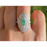 Marquise Cut Emerald and Diamond Dome Ring