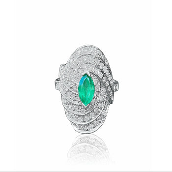 Marquise Cut Emerald and Diamond Dome Ring – Assay Jewelers