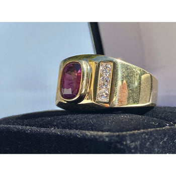 Mens 2.70 Carat Cushion Cut Ruby Ring in 14K Gold – Assay Jewelers