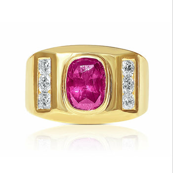 Mens 2.70 Carat Cushion Cut Ruby Ring in 14K Gold – Assay Jewelers