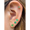 Mixed Cut Emerald Stud Earrings in Solid Gold