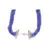 Multi-Strand Blue Tanzanite Beads & Round Cut Diamond Necklace in 18K White Gold