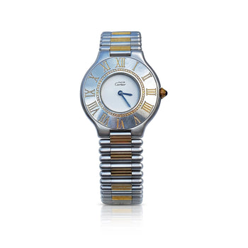 Montre Must de Cartier, cadran à chiffres romains / 30 mm - acier inoxydable bicolore doré – Assay Jewelers