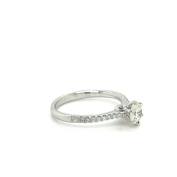 Natural 0.60 Carat Diamond Engagement Ring with 6-prong Straight Shank Diamond Sides in 18K White Gold – Assay Jewelers