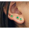 Natural 1/2 Carat Emerald Round Bezel Stud Earrings 14K Gold