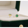 Natural 1/2 Carat Emerald Round Bezel Stud Earrings 14K Gold