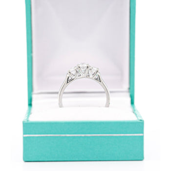 Natural 1.30 Carat Round-Brilliant Diamond Three Stone Ring in 14K White Gold – Assay Jewelers