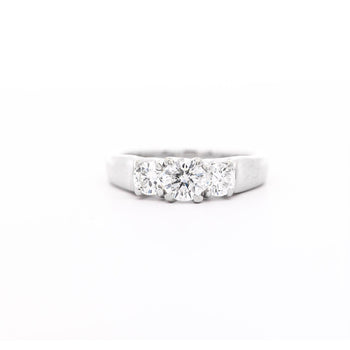 Natural 1.30 Carat Round-Brilliant Diamond Three Stone Ring in 14K White Gold – Assay Jewelers