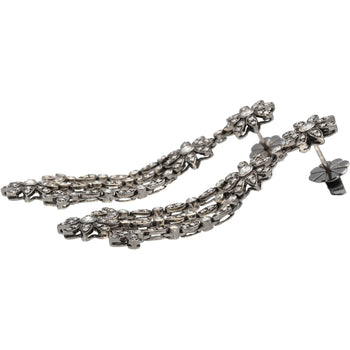 Natural 2 Carat Floral Diamond Dangle Drop Earrings in 18K White & Black Gold – Assay Jewelers